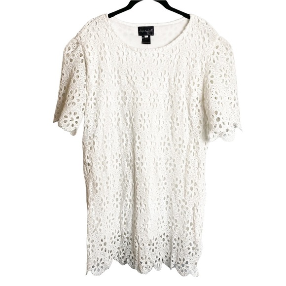 Step In Style‎ - White Flower Power Eyelet Dress - Sz. L - Picture 1 of 5